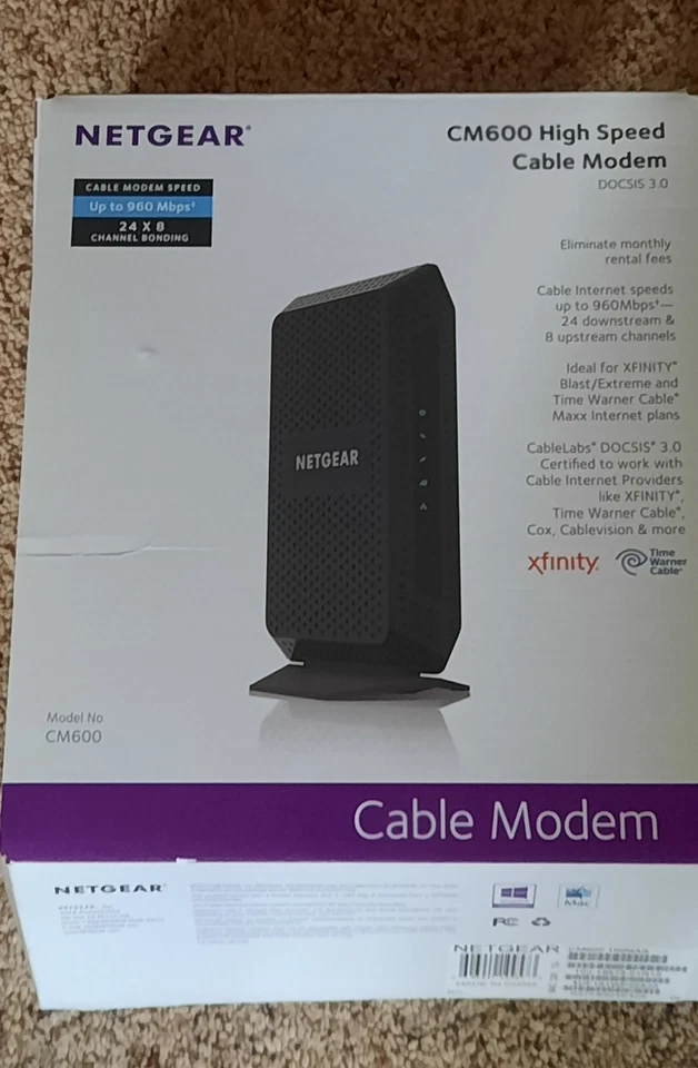 NETGEAR CM600-1AZNAS 960Mbps DOCSIS 3.0 Cable Modem - Image 1 of 1