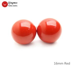 16mm Red Round Sea Shell Pearl Earring for Women Jewelry Silver Stud Earring - Picture 1 of 6