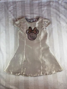 Silver Sequin Minnie Mouse Head Icon Gold Holiday Dress Girls Size 5/6 Halloween - Picture 1 of 15