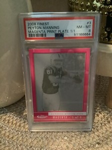2008 Topps Finest Football Peyton Manning Magenta Print Plate 1/1 PSA 8 NM-MT