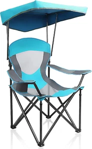 Heavy Duty Canopy Lounge Chair Sunshade Hiking Travel Chair with Cup Holder - Picture 1 of 11