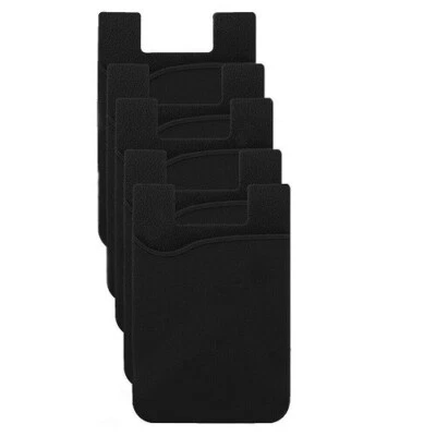 5x Silicone Credit Card Holder Cell Phone Wallet Pocket Sticker Adhesive Black - Image 1 of 4