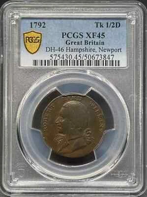 1792 Conder Token PCGS XF-45 BN DH-46 Hampshire, Newport - Image 1 of 3