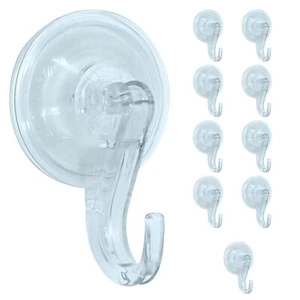Clear Removable Heavy Duty Suction Cup Hooks For Holiday Wreaths Shower Bathroom - Picture 1 of 8