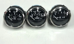 NOS FARIA EURO BOAT MARINE 3 GAUGE SET~OIL~TEMP~TRIM (Mercury)~*NO FUEL OR VOLT* - Foto 1 di 2