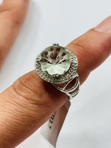 Gemporia silver,green amethyst and zircon ring UK size M new with tag - Picture 1 of 7