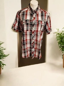 Burnside Short Sleeve Button-Front Plaid Size Large - Picture 1 of 5