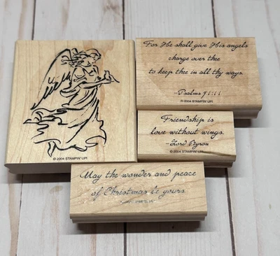 Stampin' Up! Juego de 4 ~ En alas de ángel ~ Juego de estampillas de goma de Navidad 2004 Foto 1 de 4