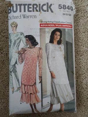 Tunic Dress Pants Sewing Pattern Vtg 1987 Richard Warren Cut to Size 12 - Image 1 of 3