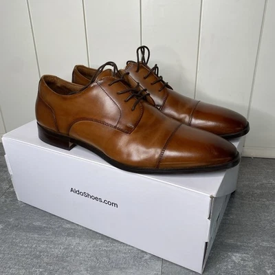 Ferro Aldo Callahan Men's Round Toe Derby Shoes Brown Leather Worn 1x - Image 1 of 4