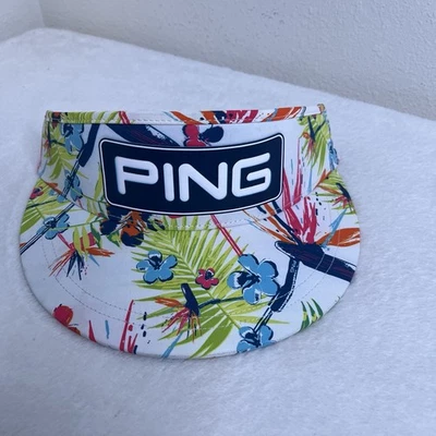 Ping Clubs of Paradise Tour Golf Floral White Visor Silicon Logo - Image 1 of 4