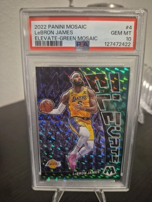 2022-23 Panini Mosaic Elevate LeBron James #4 Green Mosaic Prizm PSA 10 Gem Mint - Image 1 of 2