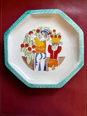 Desimone  Plate Picking Oranges Italy Octagon  MCM  Hand Painted Art Pottery 60s - Image 1 of 4