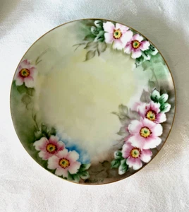 ANTIKER M Z ÖSTERREICH HANDBEMALTER ROSA STIEFMÜTTERCHEN TELLER 6 1/2" SIGNIERT NEWFIELD - Bild 1 von 4