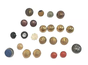 23 Colorful Buttons "Dome Shape" Gold Metal Plastic Shank Lot Buttons Vtg JH8 - Picture 1 of 8