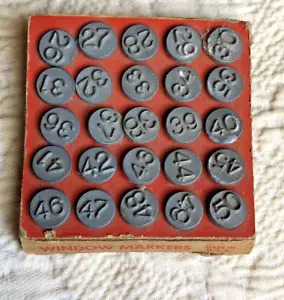Marcadores de ventana vintage ACRO Hold-Tite números 26 a 50 1948 - Imagen 1 de 8