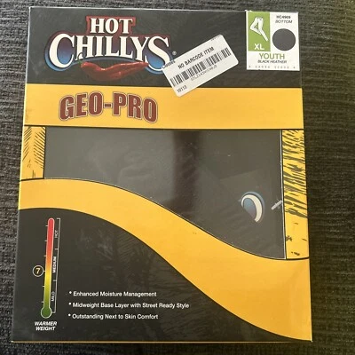 Hot Chillys Geo-pro Youth Xl Black Heather Bottom Thermal Underwear Base Layer  - Image 1 of 4