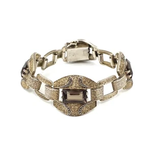 Pulsera de plata 925 Theodor Fahrner Pforzheim de 18,5 cm chapada en oro cuarzo ahumado - Imagen 1 de 21