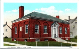 1920s ME Postcard Public Library South Paris Maine Unposted - Picture 1 of 2