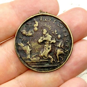 Saint Cajetan, Cajetanus. Holy Trinity. Antique Religious Medal. Large Pendant. - Picture 1 of 7