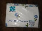 Vintage New Nos Martex No-Iron Muslin Double Flat Sheet Blue Floral Rose 81X104