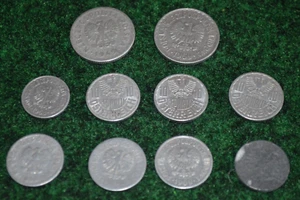 NINE Poland Polska 1Zt 10 & 5 Groschen 20 Grosky Coins 1949 1969 61  62 64 68 71 - Picture 1 of 12