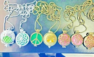 Essential Oil Perfume Diffuser Pendant Necklace Aromatherapy Flower style - Picture 1 of 7