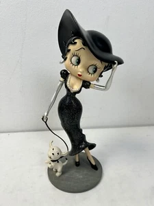Betty Boop Black Glitter Dress Walking Pudgy 12” Figurine RARE 2008 - Afbeelding 1 van 6