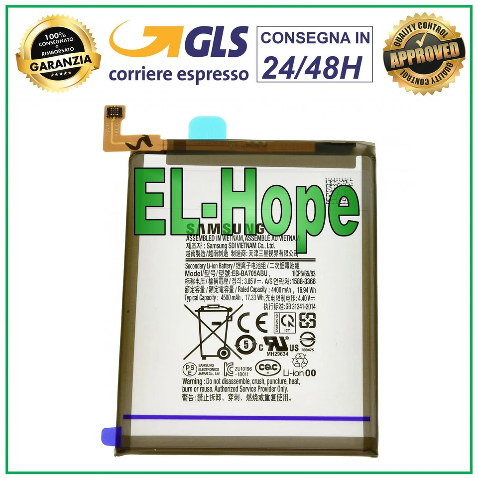 BATTERIA ORIGINALE SERVICE PACK SAMSUNG GALAXY A70 SM-A705F EB-BA705ABU 4500 mAh