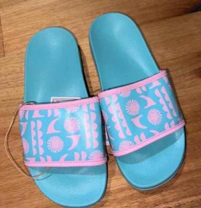 BRAND NEW LADIES ROXY AQUA & PINK SLIDES SIZE 6 - Foto 1 di 4
