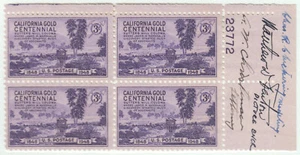 US Stamps Scott #954 California Gold Plate Block with 3 Signatures LH - Picture 1 of 2