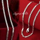 Mens Ladies 9k White Gold Gf 2.5mm Anchor Ring Italian Chain Necklace Gift 45cm