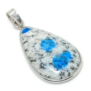 K2 Blue Azurite Gemstone 925 Solid Sterling Silver Jewelry Pendant 1.69" n836 - Picture 1 of 2