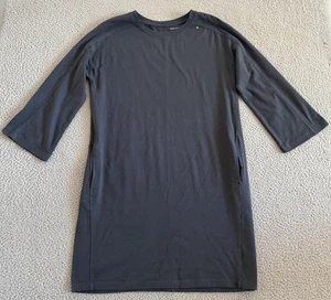 Eileen Fisher Dress Womens Medium 3/4 Sleeve Pockets Stretch Minimalist Casual - Picture 1 of 9