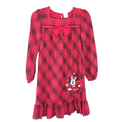Disney Franela Pijama Camisón Talla 9/10 Niña Rojo Negro Cuadros Minnie Mouse Japón Foto 1 de 4