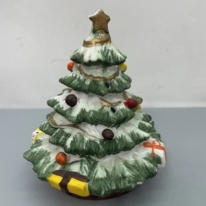 Vintage Ceramic Christmas Tree Painted Decorated Presents Small 6 Inch No Lights - Picture 1 of 11