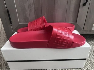 Givenchy 4G Leather Pool Slide Sandals Red Men's Size 12US / 45EU - Picture 1 of 5