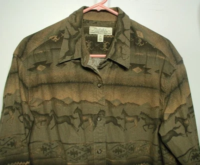 Camisa para mujer 100 % algodón franela Cabela's botón caballo XL Foto 1 de 4