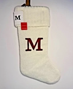 Christmas Stocking TARGET Wondershop, White Knit 18" Letter "M"  New w/ Tags! - Picture 1 of 1