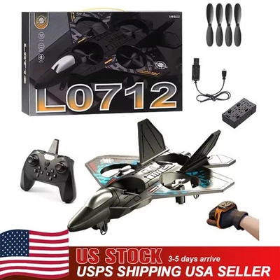 US Dual control RC Plane 2.4G Gravity Sensing Glider 360° Rotation Gray Airplane - Image 1 of 4
