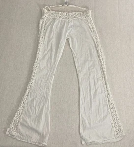 Pantalone svasato donna XL bianco uncinetto orlo elastico in vita pull on opzioni carine - Foto 1 di 10