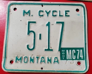 Matrícula de motocicleta Montana 1973-74 # 5 17 - Imagen 1 de 2