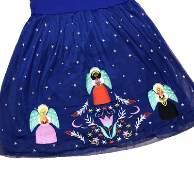 Usado en Excelente Condición 130 EE. UU. 8 Hanna Andersson Bordado Tul Ángeles Vacaciones Vestido de Navidad Foto 1 de 4