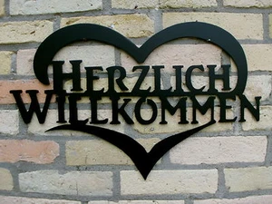 Herzlich Willkommen aus 3mm Stahl in 40cm Breite Deko  - Picture 1 of 2
