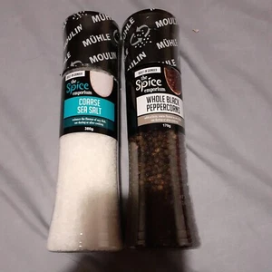 Coarse Sea Salt 380g and black Pepper 170g= 550g with Grinder Set. UK free P&P - Picture 1 of 3
