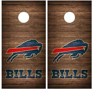 Buffalo Bills Vintage Wood Cornhole Board Decal Wrap Wraps (brown) - Picture 1 of 3