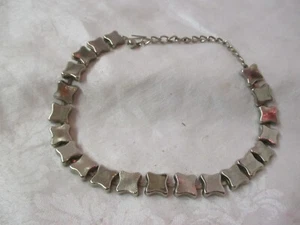 Vintage steel tone Choker Necklace rounded square links - Picture 1 of 3
