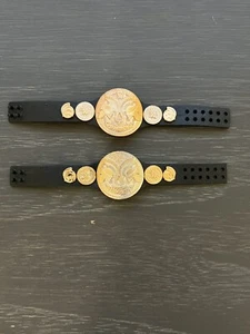 WWE Bronze Shiny Tag Team Championship Belt Set Action Figure Mattel Elite WWF - Picture 1 of 12