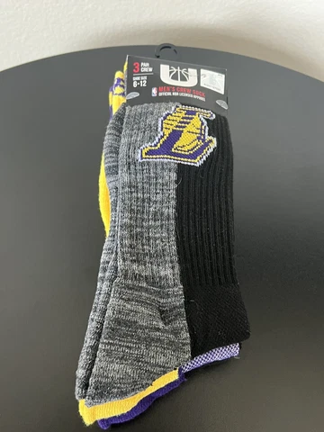 Los Angeles Lakers Men's Crew Socks 3 Pairs Size 6-12 NWT Cover