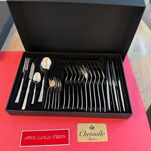 SET MENAGERE 24P CHRISTOFLE CONCORDE TRÈS BEL ÉTAT MÉTAL ARGENTÉ COFFRET. - Picture 1 of 13